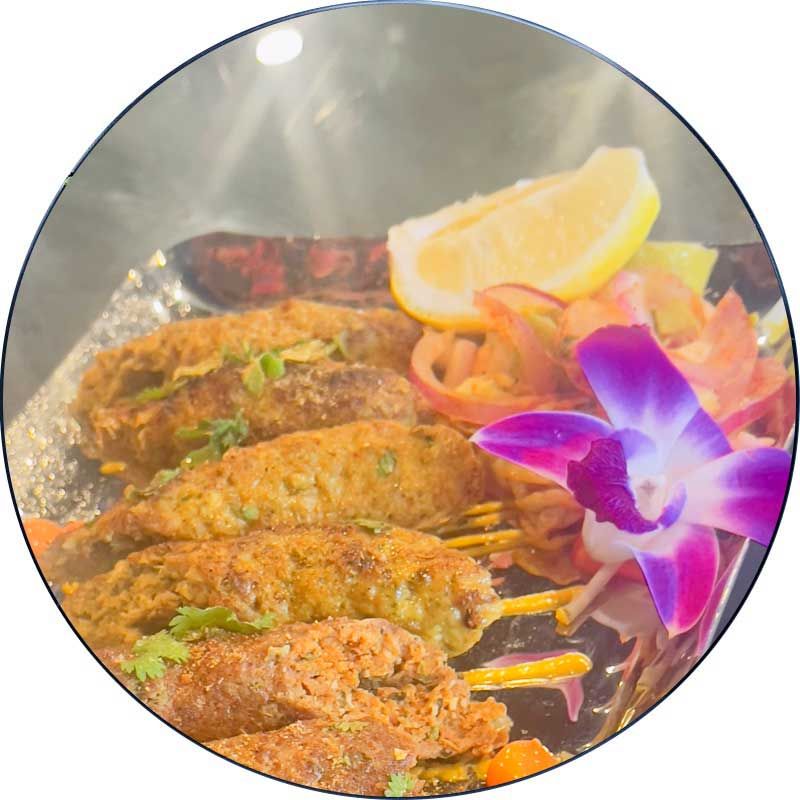 Chicken Seekh Kabobs on skewers